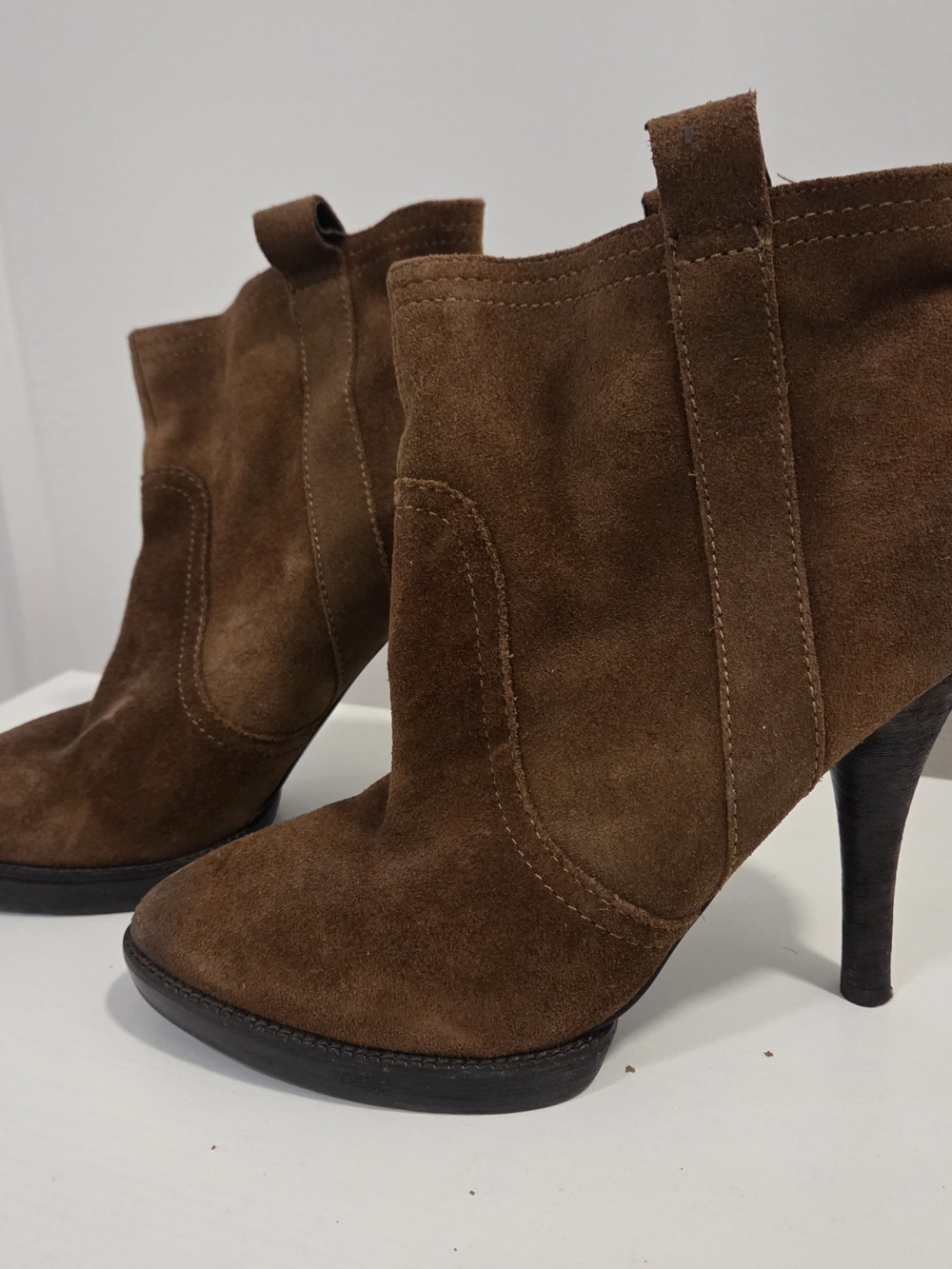 BCBGeneration Brown Suede High-Heel Ankle Booties